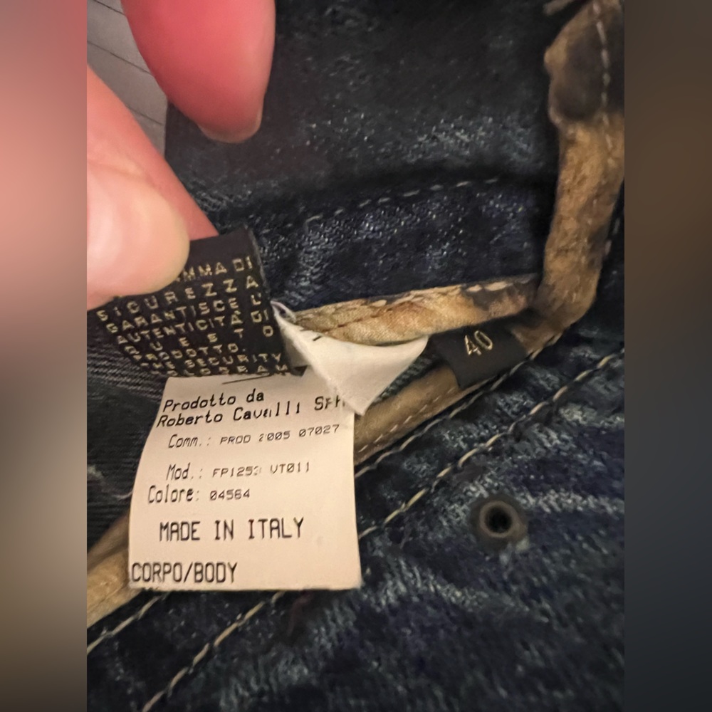 Vintage Roberto Cavalli Blue Women's Jeans Piton Skin Crystal Italy Size 40 - Picture 13 of 16